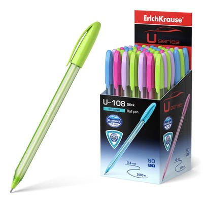 Ручка шариковая ErichKrause U-108 Spring Stick 1.0, Ultra Glide, цвет чернил синий