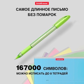 Ручка шариковая ErichKrause U-109 Spring Stick&Grip, узел 1.0 мм, чернила синие, резиновый держатель, супермягкое письмо, длина линии письма 1000 метров