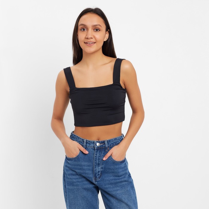 Топ женский MINAKU: Basic line, чёрный, кулирка, размер 44