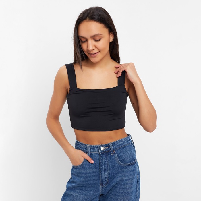 Топ женский MINAKU: Basic line, чёрный, кулирка, размер 46