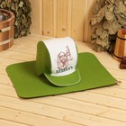 Набор для бани: шапка и коврик "Хозяинъ" зеленый - Фото 8