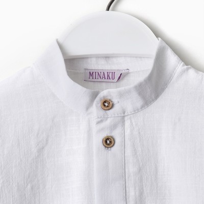 Рубашка для мальчика MINAKU: Casual Collection, белая, размер 32 (116-122 см)