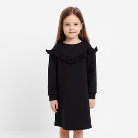 Платье с рюшей KAFTAN "Basic line" р.32 (110-116), черный