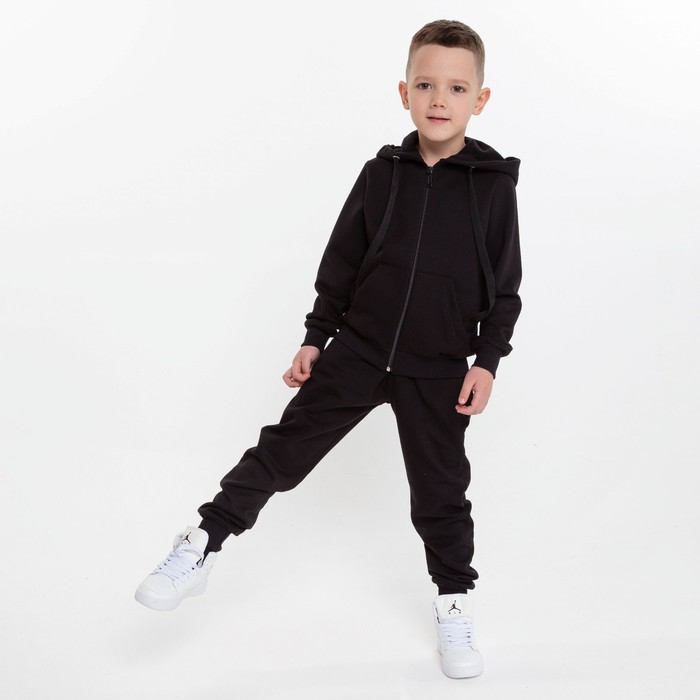 Костюм для мальчика (толстовка/брюки), цвет чёрный, рост 152 см - Фото 1