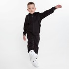 Костюм для мальчика (толстовка/брюки), цвет чёрный, рост 152 см - Фото 3