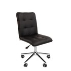 Кресло офисное Chairman 030, без подлокотников, на колёсиках, экокожа, цвет чёрный/хром - Фото 2