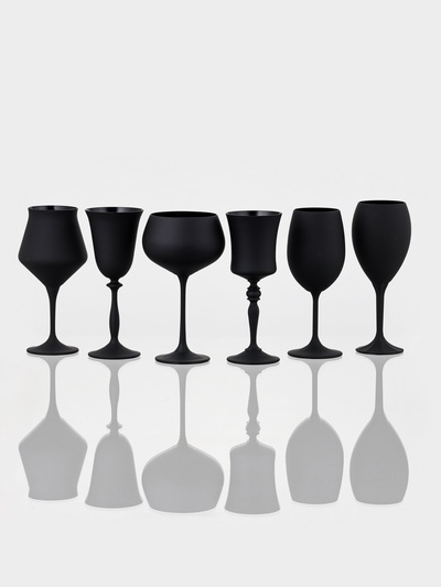 Набор бокалов для вина из хрустально стекла «Магнолия», 350 мл, чёрный