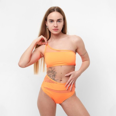 Купальник раздельный на одно плечо женский, размер 44, оранжевый (38)