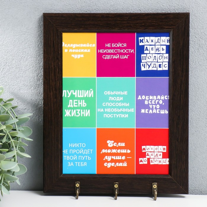 Ключница настенная «Фразы», крючки декоративные, панно, 20×25 см, венге - Фото 1