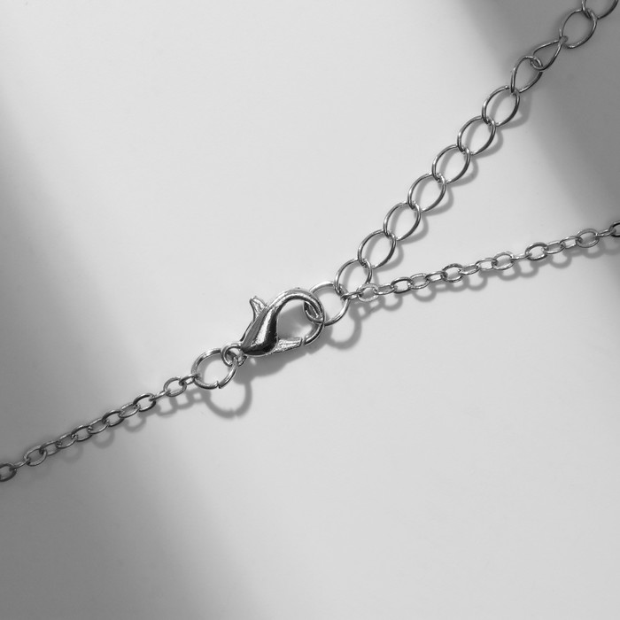 Кулон «Сердечко» со стразой, цвет бело-жёлтый в серебре, 42 см - фото 1885582416
