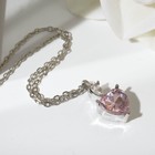 Кулон «Сердечко» со стразой, цвет бело-розовый в серебре, 42 см - Фото 2