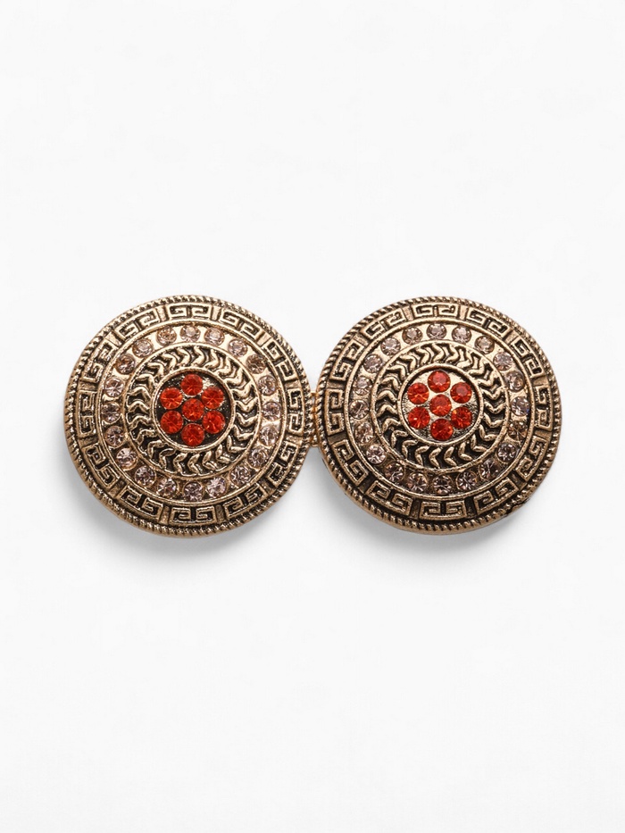 Зажим для кардигана «Круг», в орнаментах, цвет золото в чернёном золоте