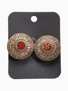 Зажим для кардигана «Круг» в орнаментах, цвет золото в чернёном золоте 9272725