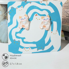 Серьги пластик «Котёнок», цвет бело-коричневый в серебре - фото 321145840