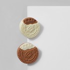 Серьги пластик «Печенька» надкусанная, цвет бело-коричневый в серебре - фото 22544871