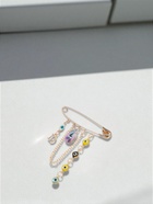 Булавка-оберег «Глазки» с подвесками, 5 см, цветная в золоте (комплект 2 шт) - фото 50184793