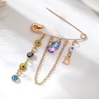 Булавка-оберег «Глазки» с подвесками, 5 см, цветная в золоте (комплект 2 шт) - фото 50184795