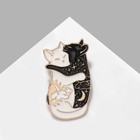 Значок «Коты» инь-ян, цвет чёрно-белый в золоте - фото 320026516