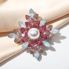 Брошь «Императрица» ромб, цвет бело-розовый в серебре - Фото 1