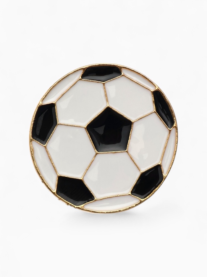 Значок «Мяч» футбольный, цвет чёрно-белый в золоте - Фото 1