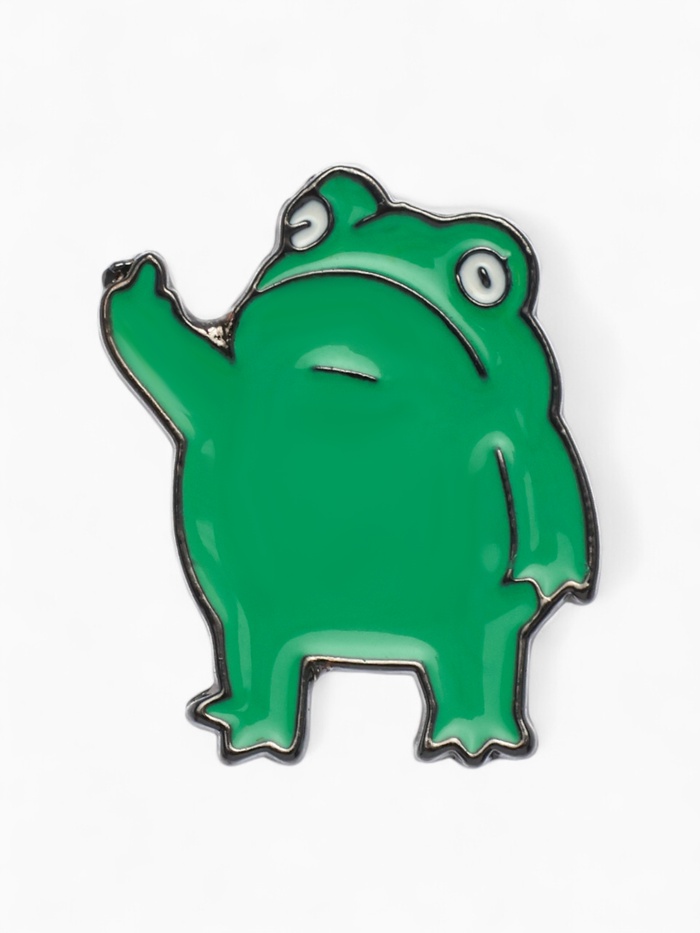 Значок «Лягушка» мем, цвет зелёный в сером металле - Фото 1