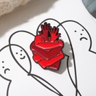 Значок "Сердце" объятие, цвет красный в чёрном металле - Фото 1