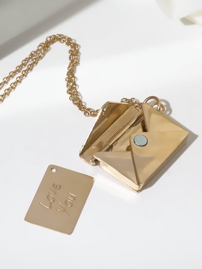 Кулон на цепочке «Конверт», с посланием, цвет розовое золото, 46 см