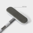 Щётка для окон Raccoon, телескопическая нержавеющая ручка 77(123) см, силиконовый сгон 22 см, велюровая насадка 22×7 см, цвет МИКС - Фото 3