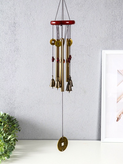 Музыка ветра «Монета», 4 трубки, 5 колокольчиков, 60×8.3 см