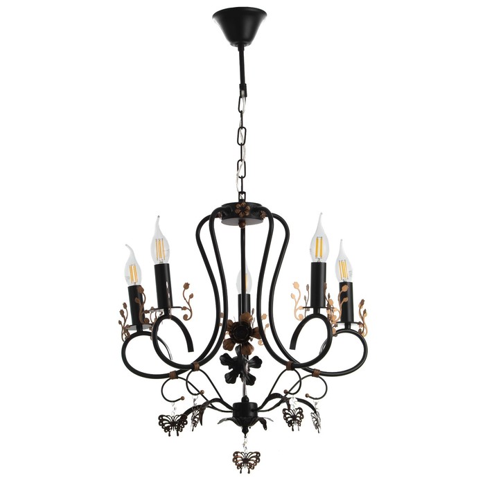 Люстра «Сандра» 5xE14 40 Вт черно-золотой 51×51×52-110 см BayerLux - Фото 1