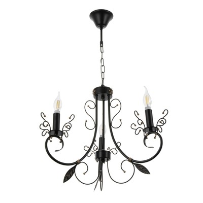 Люстра потолочная BayerLux «Ариэль», 3xE14, 40 Вт, черно-золотой, 58×58×40.5-100 см