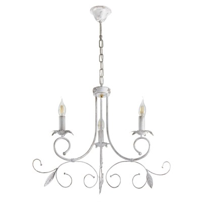 Люстра потолочная BayerLux «Айрис», 3xE14, 40 Вт, белый с золотой патиной, 66×66×46-105 см