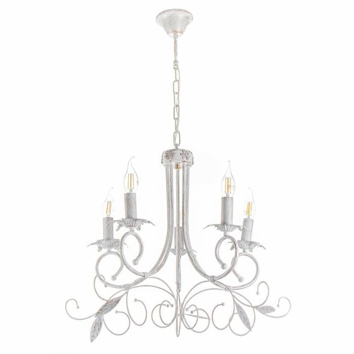 Люстра «Айрис» 5xE14 40 Вт белый с золотой патиной 66×66×46-105 см BayerLux - Фото 1