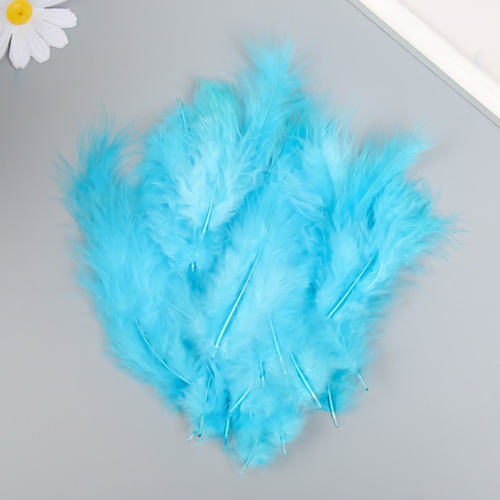 Набор перьев для творчества 30 шт (14-17 см), голубой - Фото 1