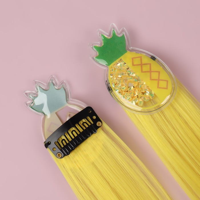 Набор накладных локонов «АНАНАС», прямой волос, на заколке, 2 шт, 50 см, цвет жёлтый 33506