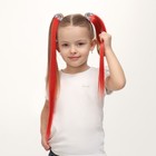 Набор накладных локонов «РАДУГА», прямой волос, на заколке, 2 шт, 50 см, цвет красный/МИКС - фото 6830525