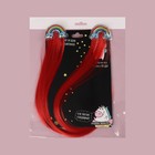 Набор накладных локонов «РАДУГА», прямой волос, на заколке, 2 шт, 50 см, цвет красный/МИКС - фото 6830529