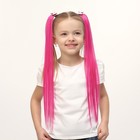 Набор накладных локонов «БАНТИКИ», прямой волос, на заколке, 2 шт, 50 см, цвет розовый/МИКС - Фото 2