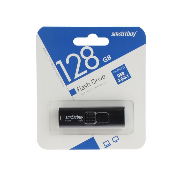 Флешка SmartBuy Fashion Black, 128 Гб, USB3.0, чт до 140 Мб/с, зап до 40 Мб/с, черная - фото 51308957