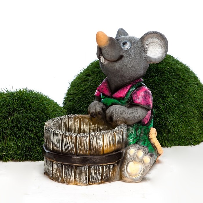 Садовая фигура "Крыс с кадкой спереди" 46х47х47см - Фото 1