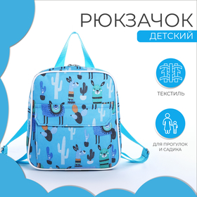 Рюкзак детский на молнии, наружный карман, цвет голубой