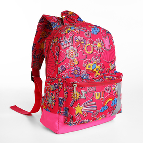 Рюкзак на молнии, наружный карман, светоотражающая полоса, цвет розовый