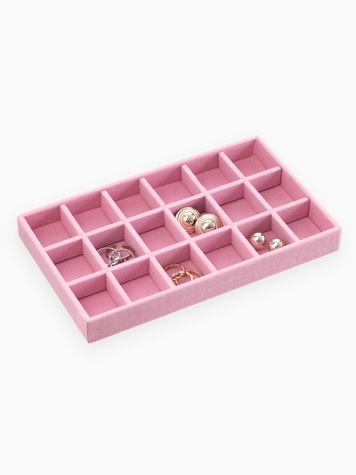 Подставка для украшения QF, 18 ячеек, флок, 21×12.3×2.5 см, розовая