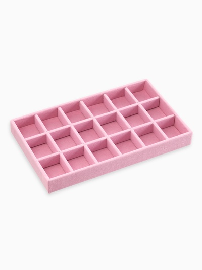 Подставка для украшения QF, 18 ячеек, флок, 21×12.3×2.5 см, розовая