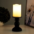 Ночник "Свеча на подставке" LED от батареек 2хАА черный с золотой патиной 9х9х24 см RISALUX - фото 30869630