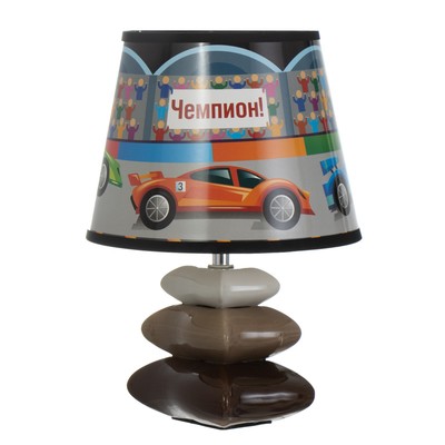 Настольная лампа с абажуром RISALUX «Гонки», Е14, 15 Вт, бело-чёрный, 20×20×28 см