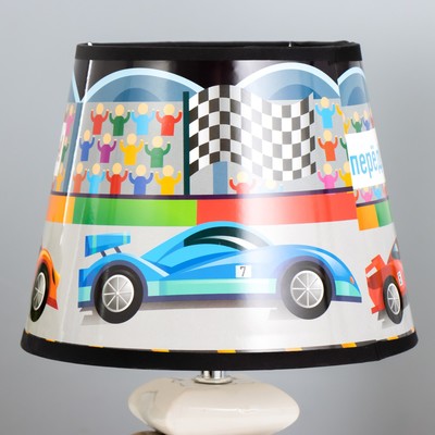 Настольная лампа с абажуром RISALUX «Гонки», Е14, 15 Вт, бело-чёрный, 20×20×28 см