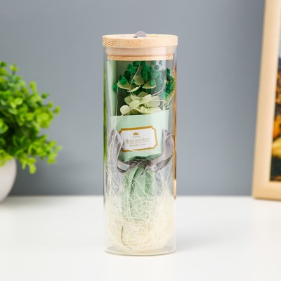 Фигурка светящаяся колба RISALUX «Букет из зелёных цветов», LED - ночник, от батареек LR1130, 6.5×6.5×19 см