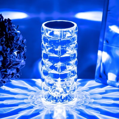 Настольная лампа с ПДУ «Призма» LED RGB сенсорная АКБ 8×8×18 см RISALUX