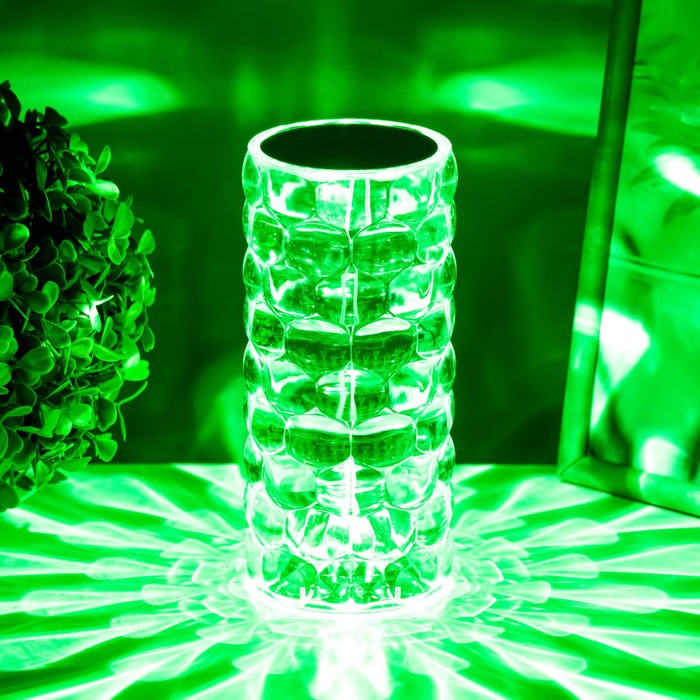Настольная лампа с ПДУ "Призма" LED RGB сенсорная АКБ 8х8х18 см RISALUX - фото 1909113507